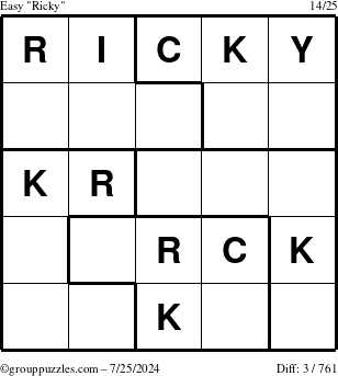 The grouppuzzles.com Easy Ricky puzzle for Thursday July 25, 2024