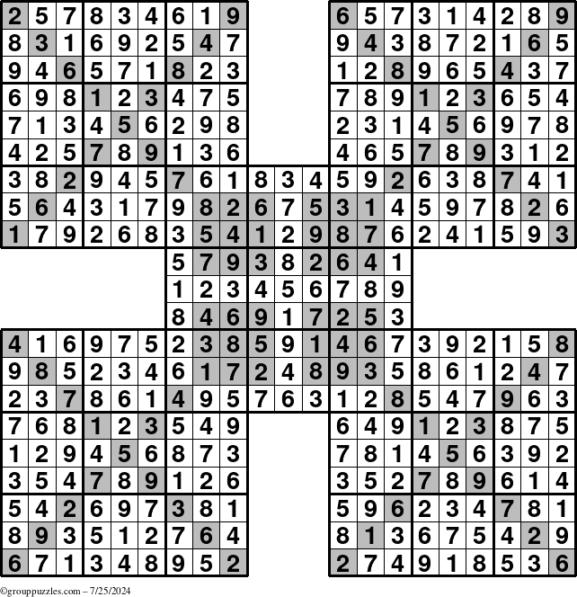 The grouppuzzles.com Answer grid for the cover-HyperXtreme puzzle for Thursday July 25, 2024