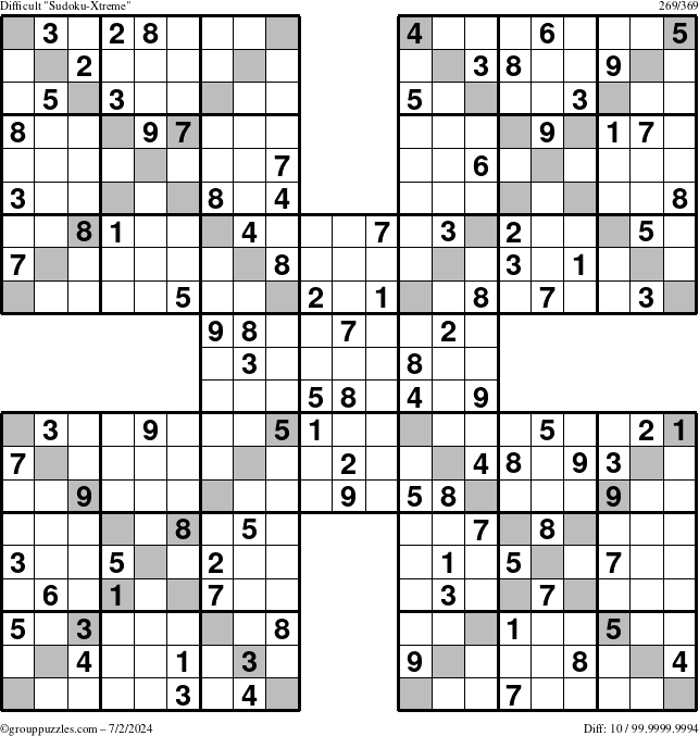 The grouppuzzles.com Difficult Sudoku-Xtreme puzzle for Tuesday July 2, 2024