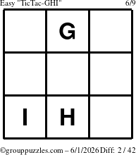 The grouppuzzles.com Easy TicTac-GHI puzzle for Monday June 1, 2026