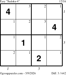 The grouppuzzles.com Easy Sudoku-4 puzzle for Saturday May 9, 2026 with all 3 steps marked