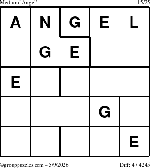 The grouppuzzles.com Medium Angel puzzle for Saturday May 9, 2026