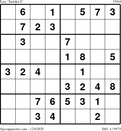 The grouppuzzles.com Easy Sudoku-8 puzzle for Thursday December 4, 2025