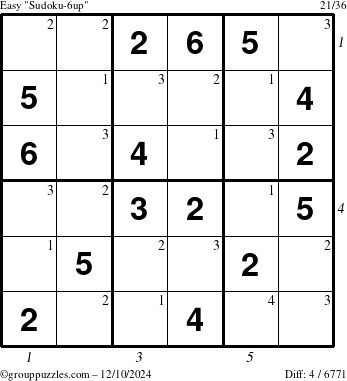 The grouppuzzles.com Easy Sudoku-6up puzzle for Tuesday December 10, 2024 with all 4 steps marked