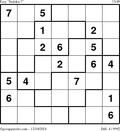 The grouppuzzles.com Easy Sudoku-7 puzzle for Tuesday December 10, 2024