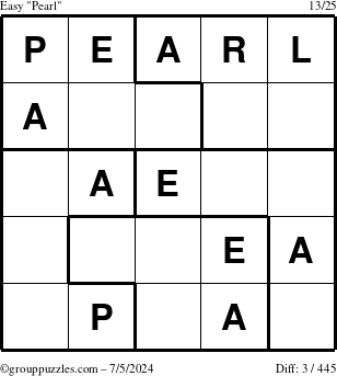 The grouppuzzles.com Easy Pearl puzzle for Friday July 5, 2024