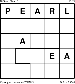 The grouppuzzles.com Difficult Pearl puzzle for Friday July 5, 2024