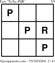 The grouppuzzles.com Easy TicTac-PQR puzzle for Friday July 5, 2024