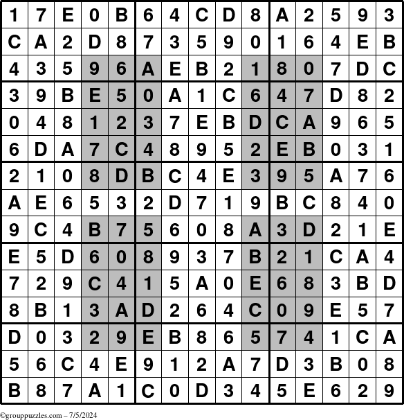 The grouppuzzles.com Answer grid for the HyperSudoku-15 puzzle for Friday July 5, 2024