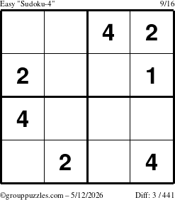 The grouppuzzles.com Easy Sudoku-4 puzzle for Tuesday May 12, 2026