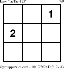 The grouppuzzles.com Easy TicTac-123 puzzle for Saturday October 17, 2026