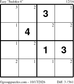 The grouppuzzles.com Easy Sudoku-4 puzzle for Saturday October 17, 2026 with the first 3 steps marked
