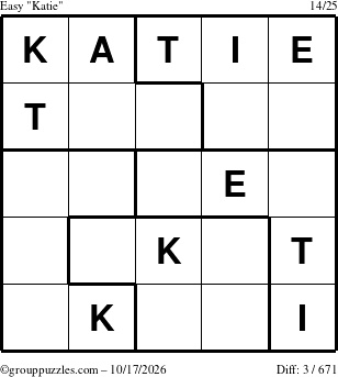 The grouppuzzles.com Easy Katie puzzle for Saturday October 17, 2026