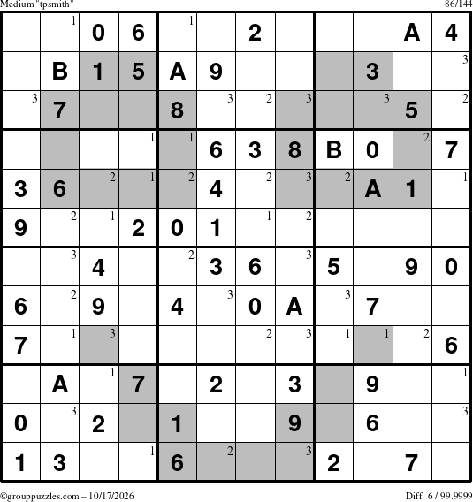 The grouppuzzles.com Medium tpsmith puzzle for Saturday October 17, 2026 with the first 3 steps marked