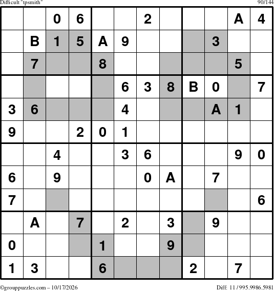 The grouppuzzles.com Difficult tpsmith puzzle for Saturday October 17, 2026