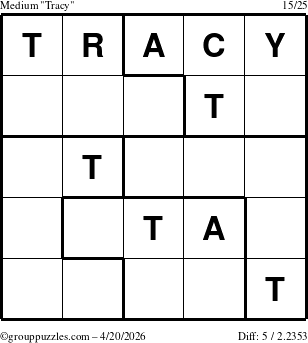 The grouppuzzles.com Medium Tracy puzzle for Monday April 20, 2026