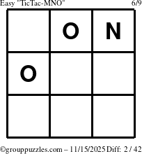 The grouppuzzles.com Easy TicTac-MNO puzzle for Saturday November 15, 2025