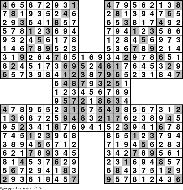 The grouppuzzles.com Answer grid for the cover-HyperXtreme puzzle for Thursday June 13, 2024