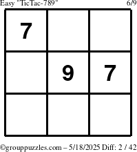 The grouppuzzles.com Easy TicTac-789 puzzle for Sunday May 18, 2025