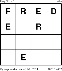 The grouppuzzles.com Easy Fred puzzle for Thursday November 21, 2024