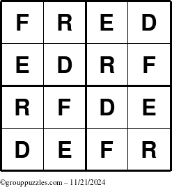 The grouppuzzles.com Answer grid for the Fred puzzle for Thursday November 21, 2024