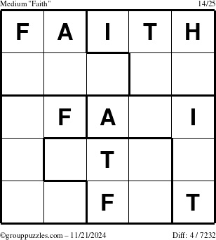 The grouppuzzles.com Medium Faith puzzle for Thursday November 21, 2024