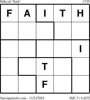 The grouppuzzles.com Difficult Faith puzzle for Thursday November 21, 2024