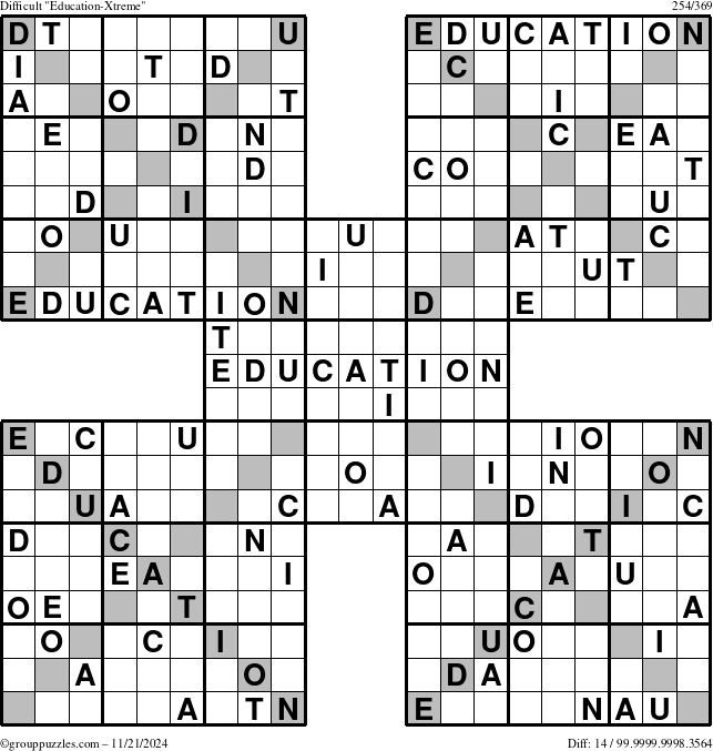 The grouppuzzles.com Difficult Education-Xtreme puzzle for Thursday November 21, 2024