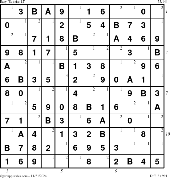 The grouppuzzles.com Easy Sudoku-12 puzzle for Thursday November 21, 2024 with all 3 steps marked