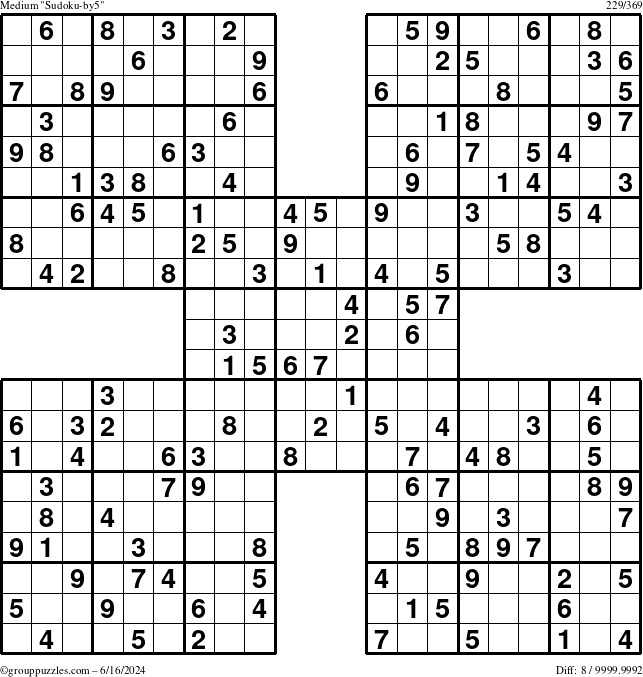 The grouppuzzles.com Medium Sudoku-by5 puzzle for Sunday June 16, 2024