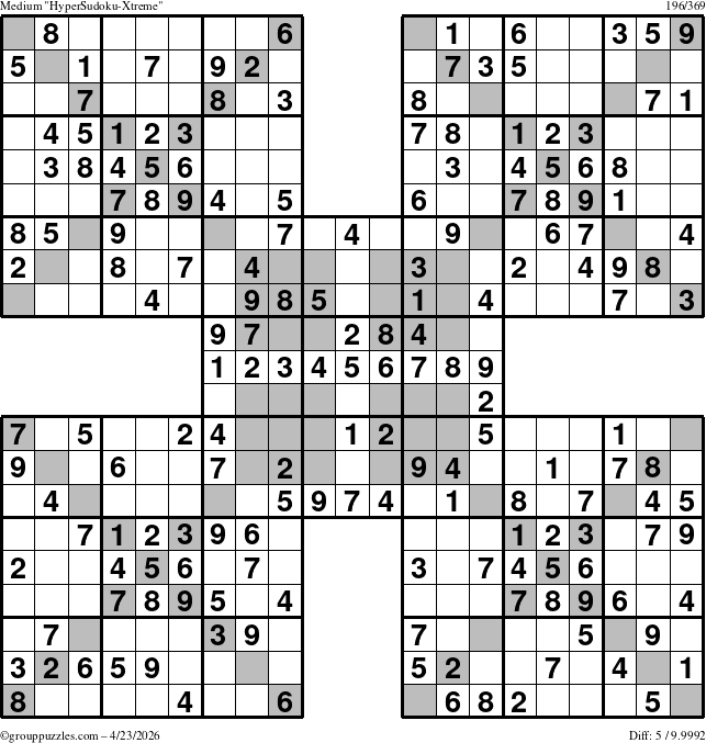 The grouppuzzles.com Medium cover-HyperXtreme puzzle for Thursday April 23, 2026