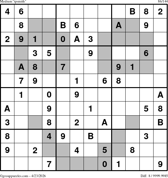 The grouppuzzles.com Medium tpsmith puzzle for Thursday April 23, 2026