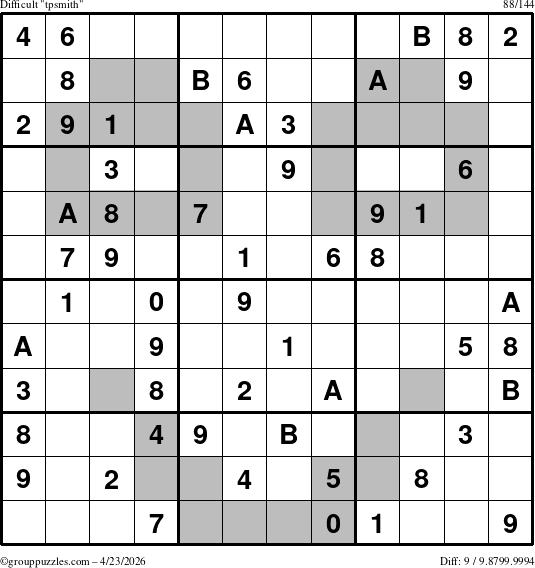 The grouppuzzles.com Difficult tpsmith puzzle for Thursday April 23, 2026