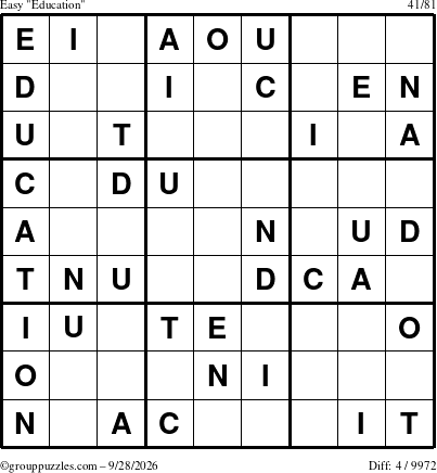 The grouppuzzles.com Easy Education-c1 puzzle for Monday September 28, 2026