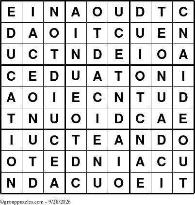 The grouppuzzles.com Answer grid for the Education-c1 puzzle for Monday September 28, 2026