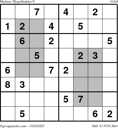 The grouppuzzles.com Medium HyperSudoku-8 puzzle for Sunday October 26, 2025