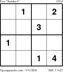 The grouppuzzles.com Easy Sudoku-4 puzzle for Tuesday March 31, 2026