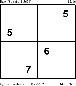 The grouppuzzles.com Easy Sudoku-4-5678 puzzle for Friday October 3, 2025