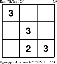 The grouppuzzles.com Easy TicTac-123 puzzle for Tuesday April 29, 2025