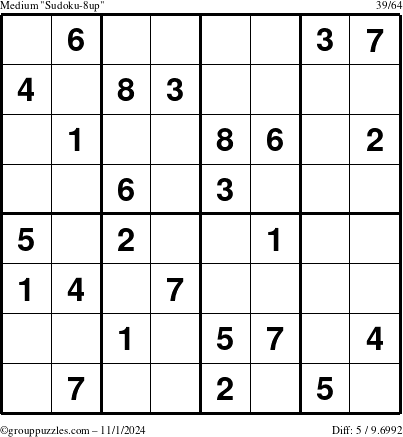 The grouppuzzles.com Medium Sudoku-8up puzzle for Friday November 1, 2024