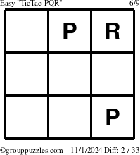 The grouppuzzles.com Easy TicTac-PQR puzzle for Friday November 1, 2024