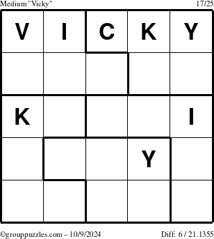 The grouppuzzles.com Medium Vicky puzzle for Wednesday October 9, 2024