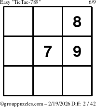 The grouppuzzles.com Easy TicTac-789 puzzle for Thursday February 19, 2026