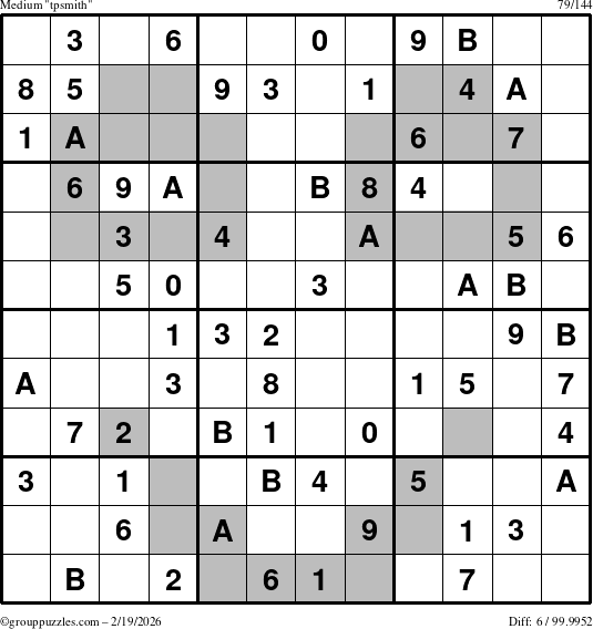 The grouppuzzles.com Medium tpsmith puzzle for Thursday February 19, 2026