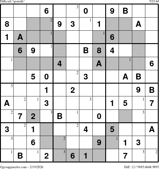 The grouppuzzles.com Difficult tpsmith puzzle for Thursday February 19, 2026 with the first 3 steps marked