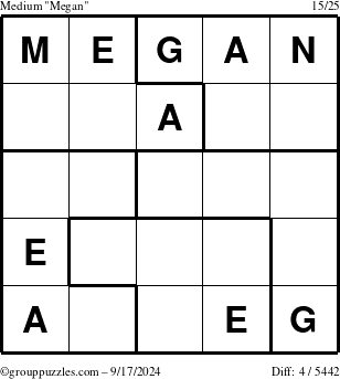 The grouppuzzles.com Medium Megan puzzle for Tuesday September 17, 2024