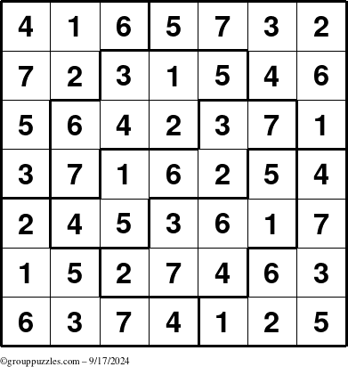 The grouppuzzles.com Answer grid for the Sudoku-7 puzzle for Tuesday September 17, 2024