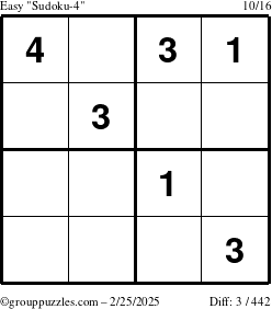 The grouppuzzles.com Easy Sudoku-4 puzzle for Tuesday February 25, 2025