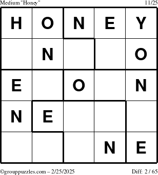 The grouppuzzles.com Medium Honey puzzle for Tuesday February 25, 2025