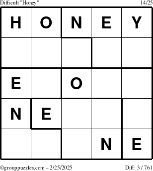 The grouppuzzles.com Difficult Honey puzzle for Tuesday February 25, 2025